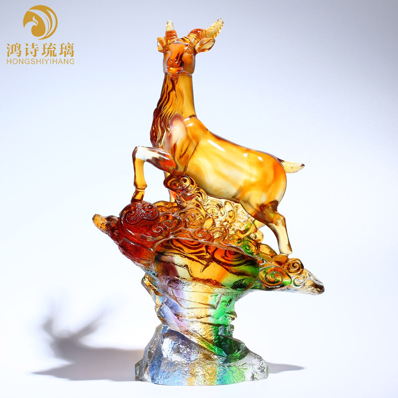 三陽開泰琉璃羊擺件 飯店開業(yè)禮贈(zèng)的吉祥之選