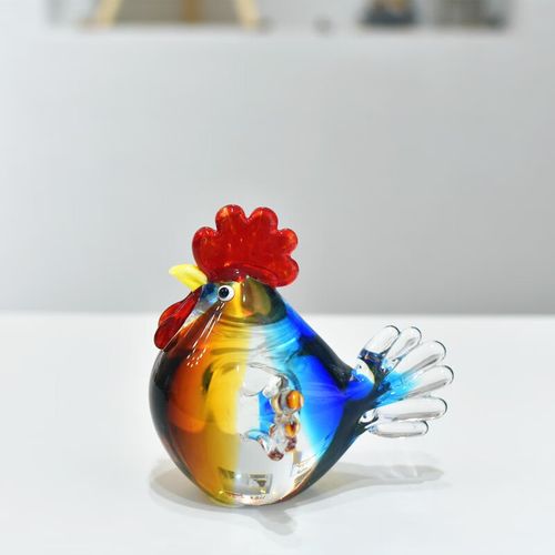 流光溢彩，啼鳴生趣——創意琉璃玻璃水晶小公雞母雞擺件
